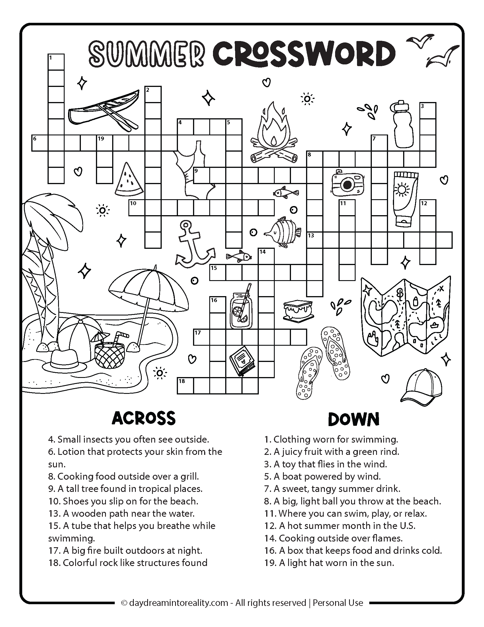 10 Summer Crossword Puzzles Free Printable PDFs From Easy To Advanced Daydream Into Reality