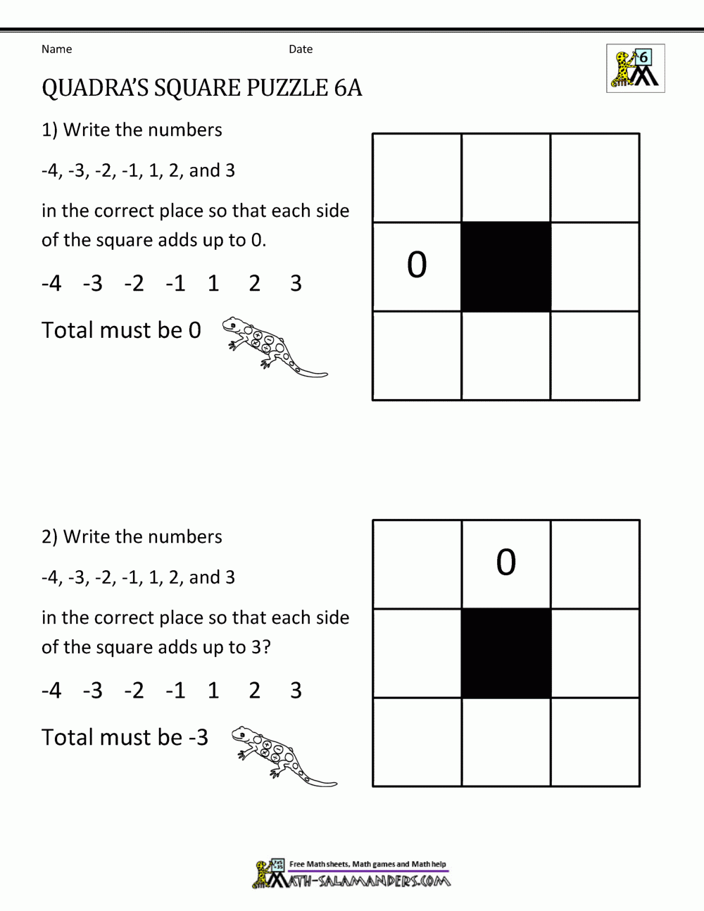 6th Grade Math Puzzles