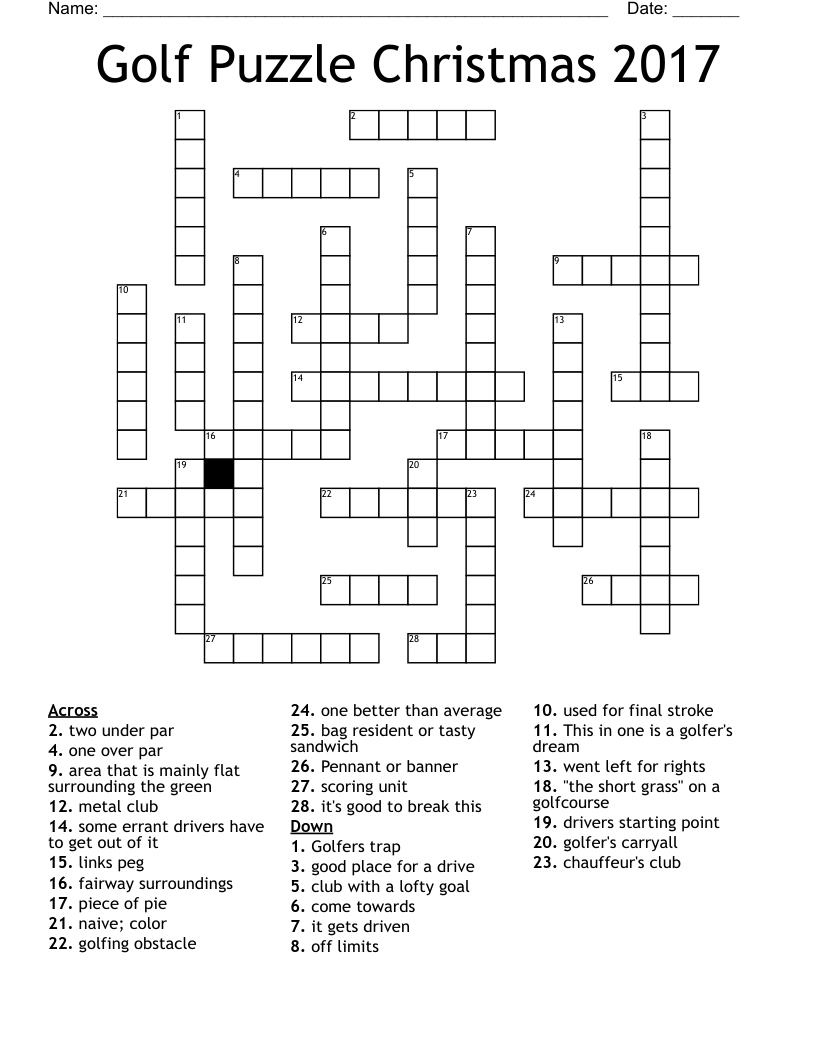 A Day On The Course Crossword WordMint