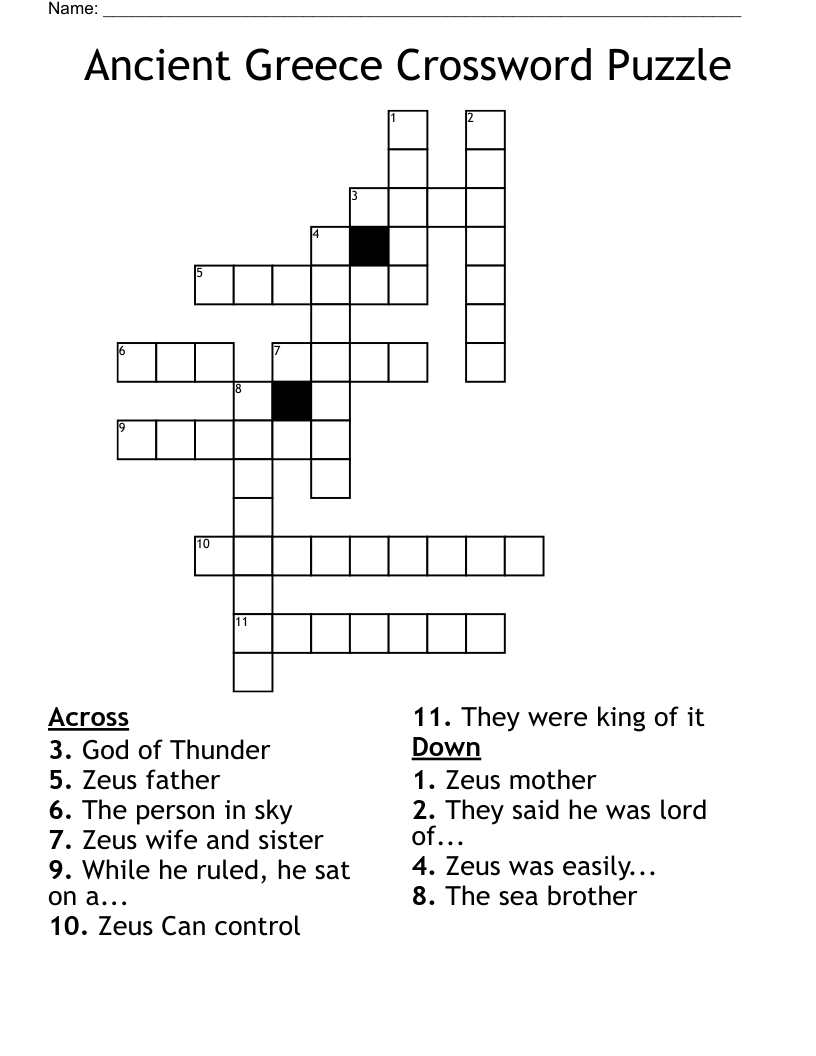 Ancient Greece Crossword Puzzle WordMint