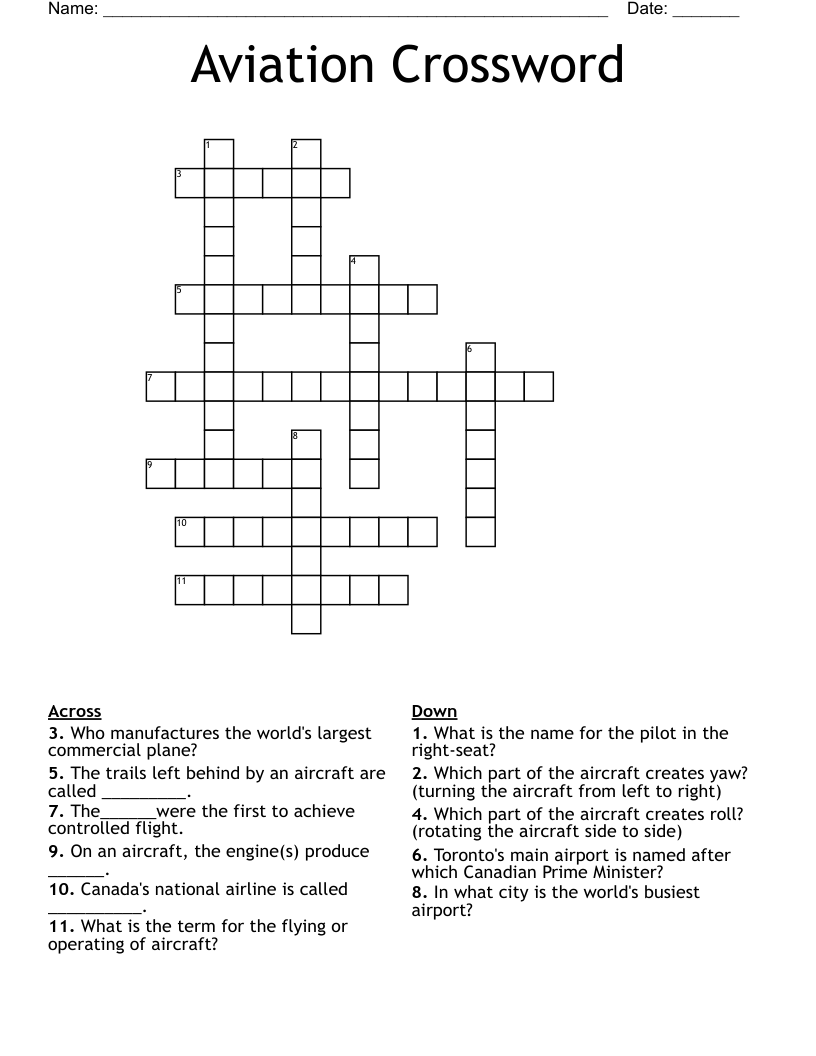Aviation Crossword WordMint