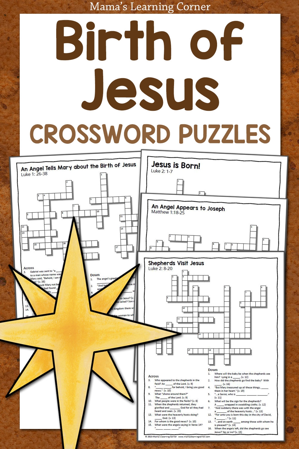 Christmas Birth Of Jesus Crossword Puzzles Mamas Learning Corner