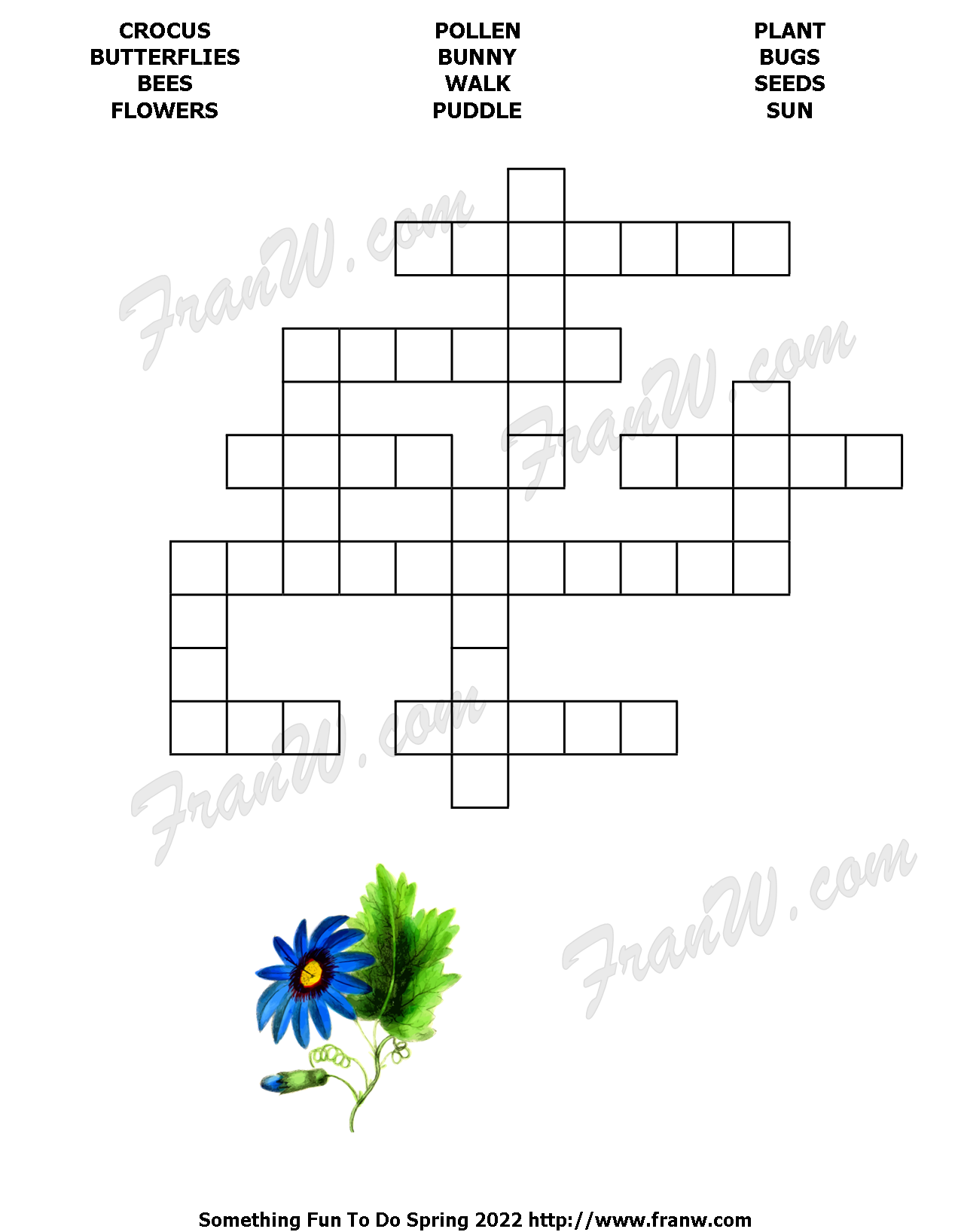 Criss Cross Puzzle Spring 2022 FranW