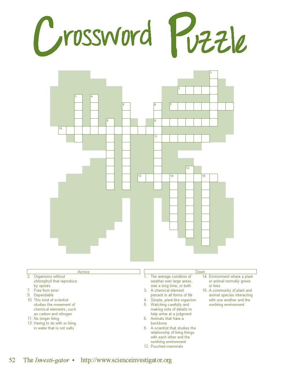Crossword Climate Change Investi gator Natural Inquirer
