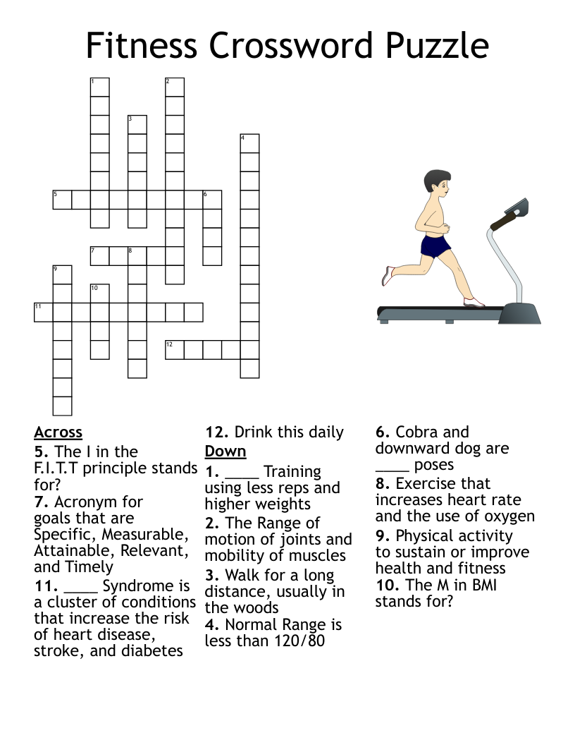 Fitness Crossword Puzzle WordMint