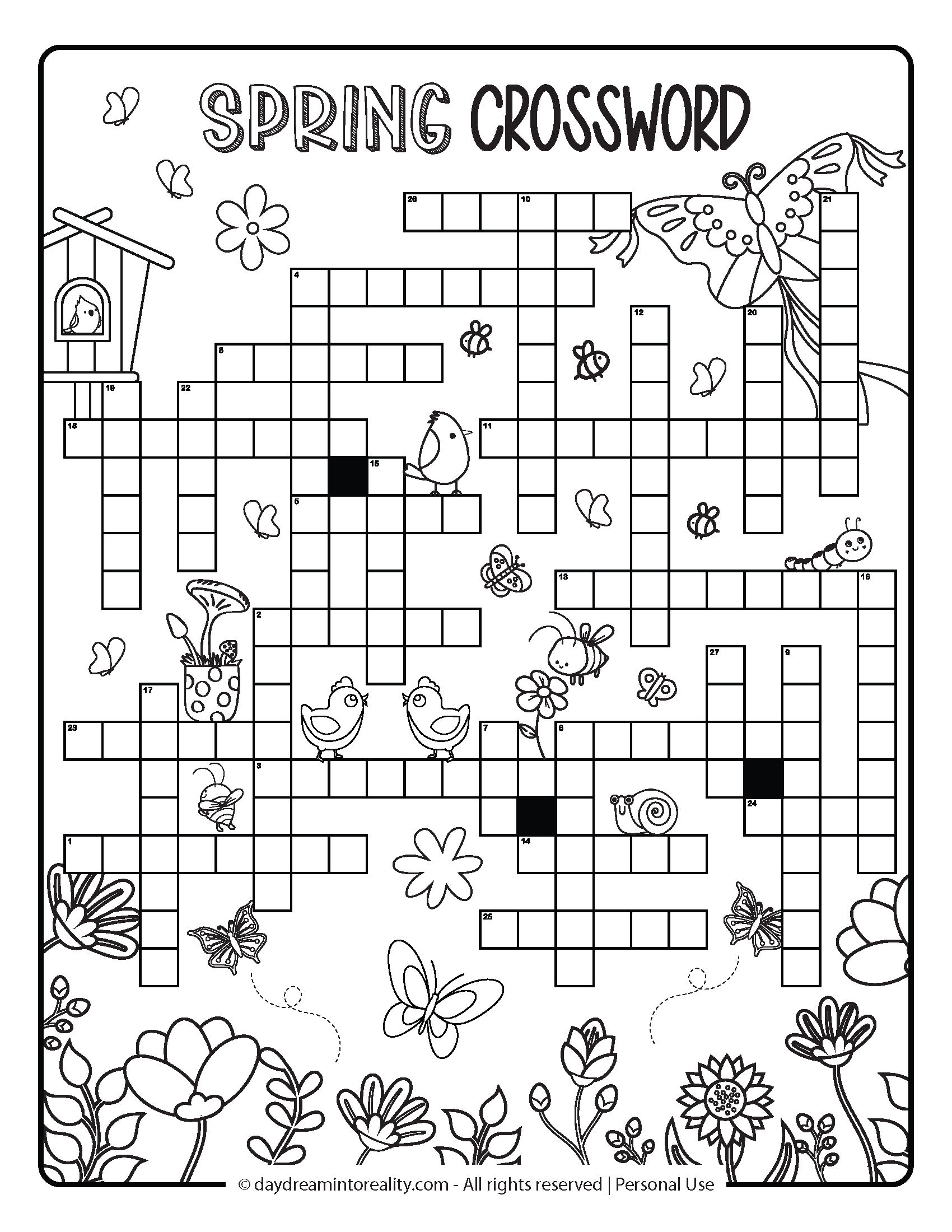 Free Spring Crossword PDF Printables Easy Medium Hard Advanced Daydream Into Reality