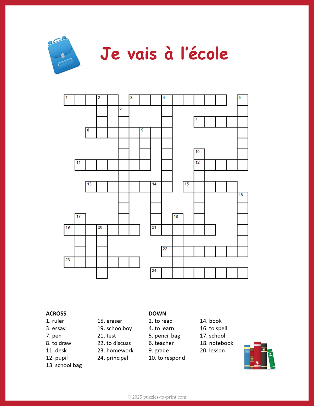 French School Crossword