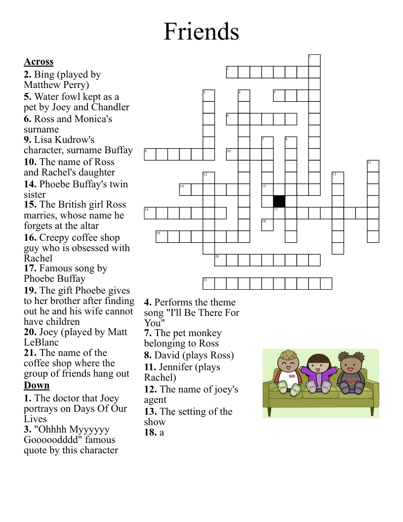 Friends Tv Show Crossword WordMint