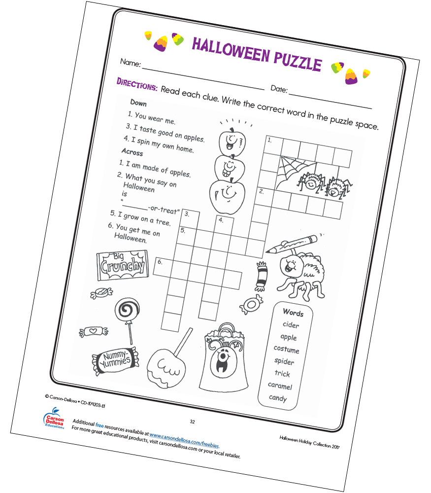 Halloween Puzzle Free Activity Carson Dellosa