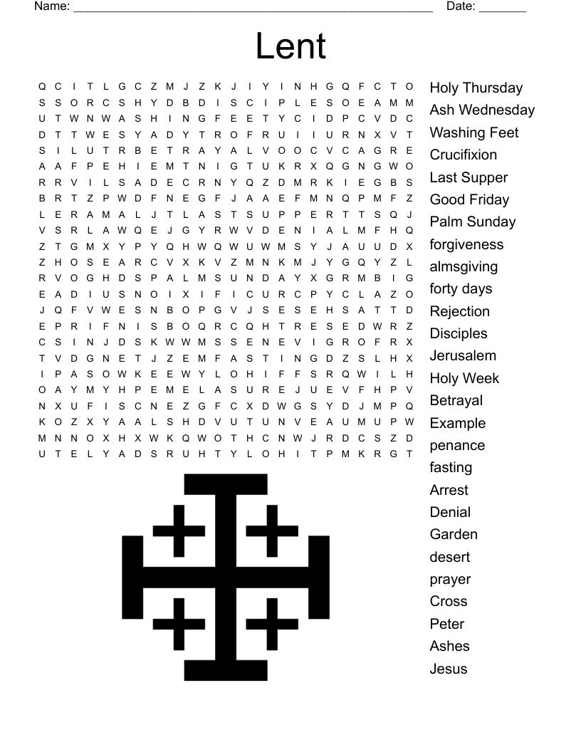 Lent Crossword Puzzle WordMint