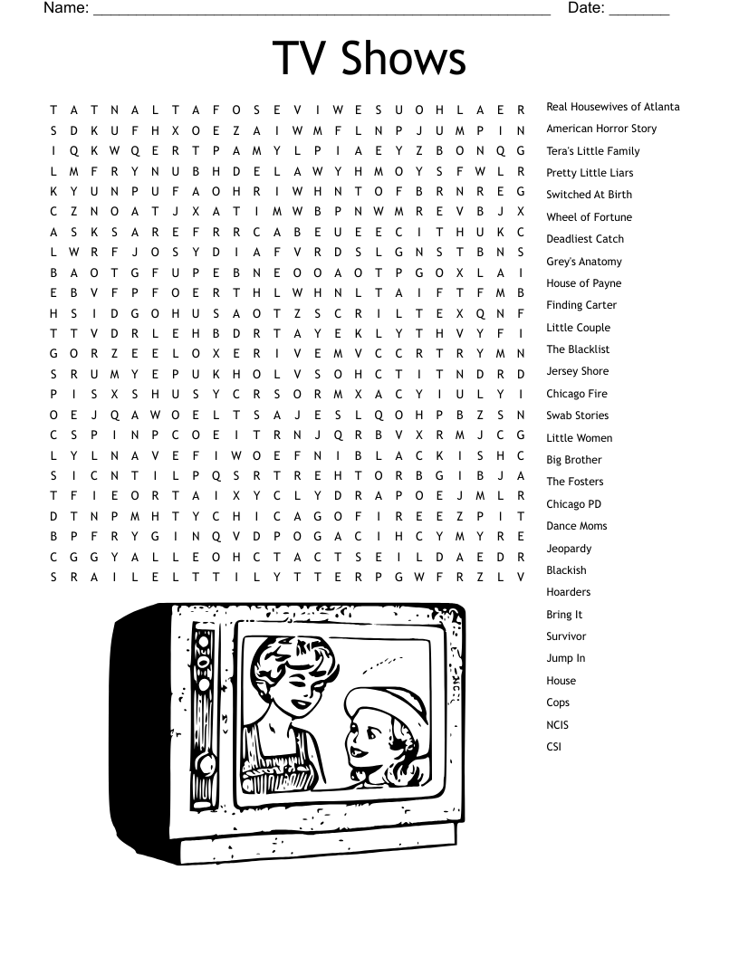 Movies And Tv Shows Crossword WordMint