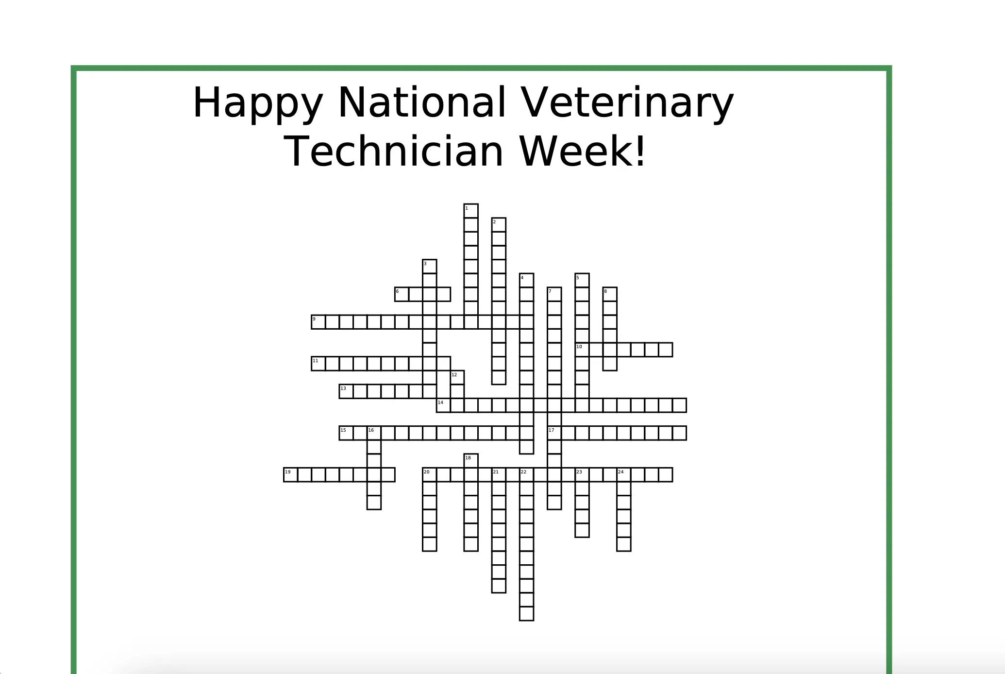 October Crossword Puzzle Happy National Veterinary Technician Week Dvm360