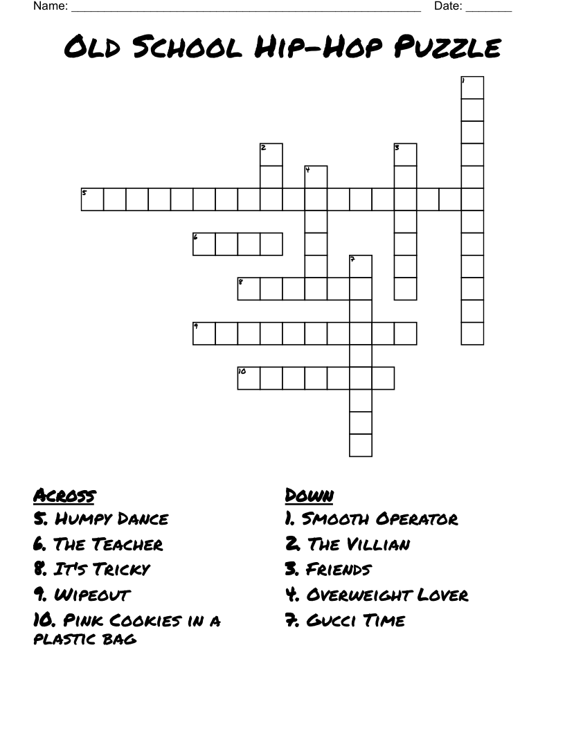 Old School Hip Hop Puzzle Crossword WordMint