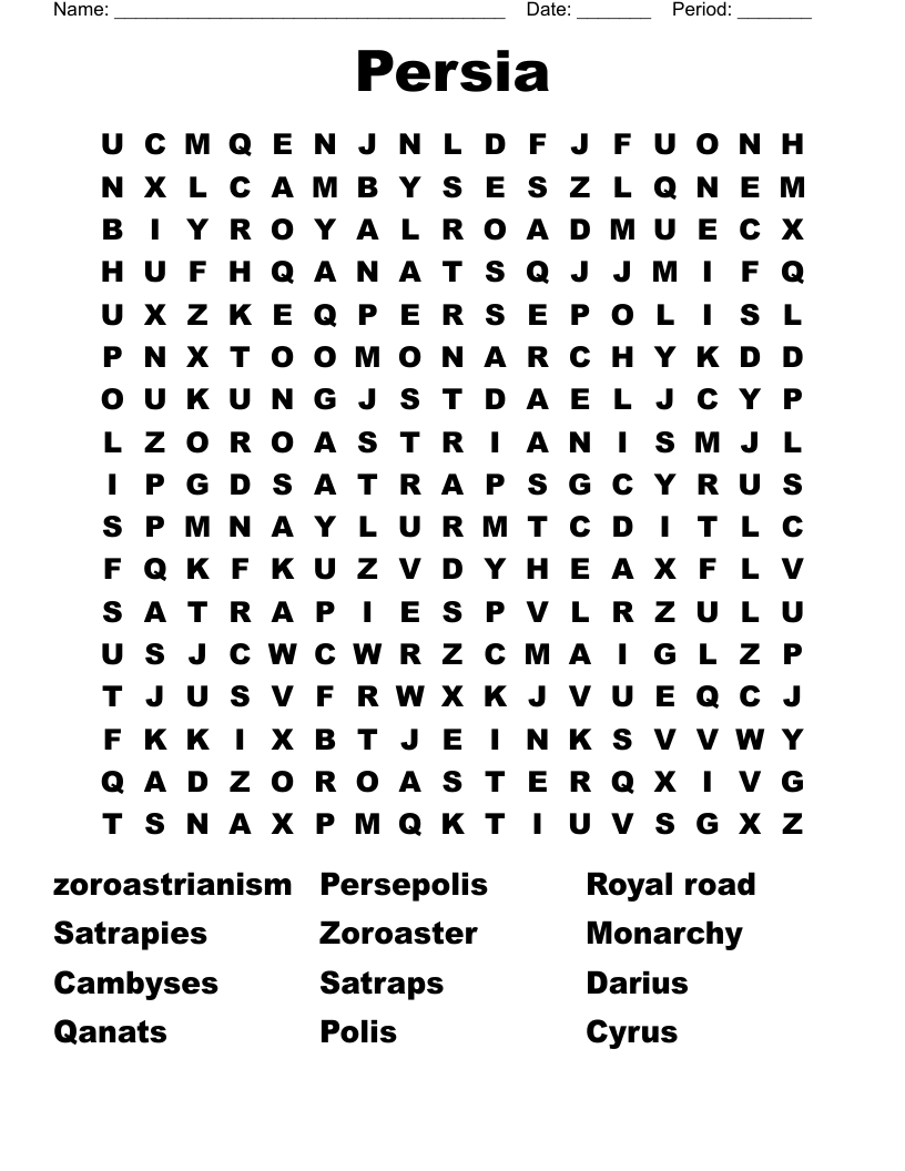 Persia Word Search WordMint