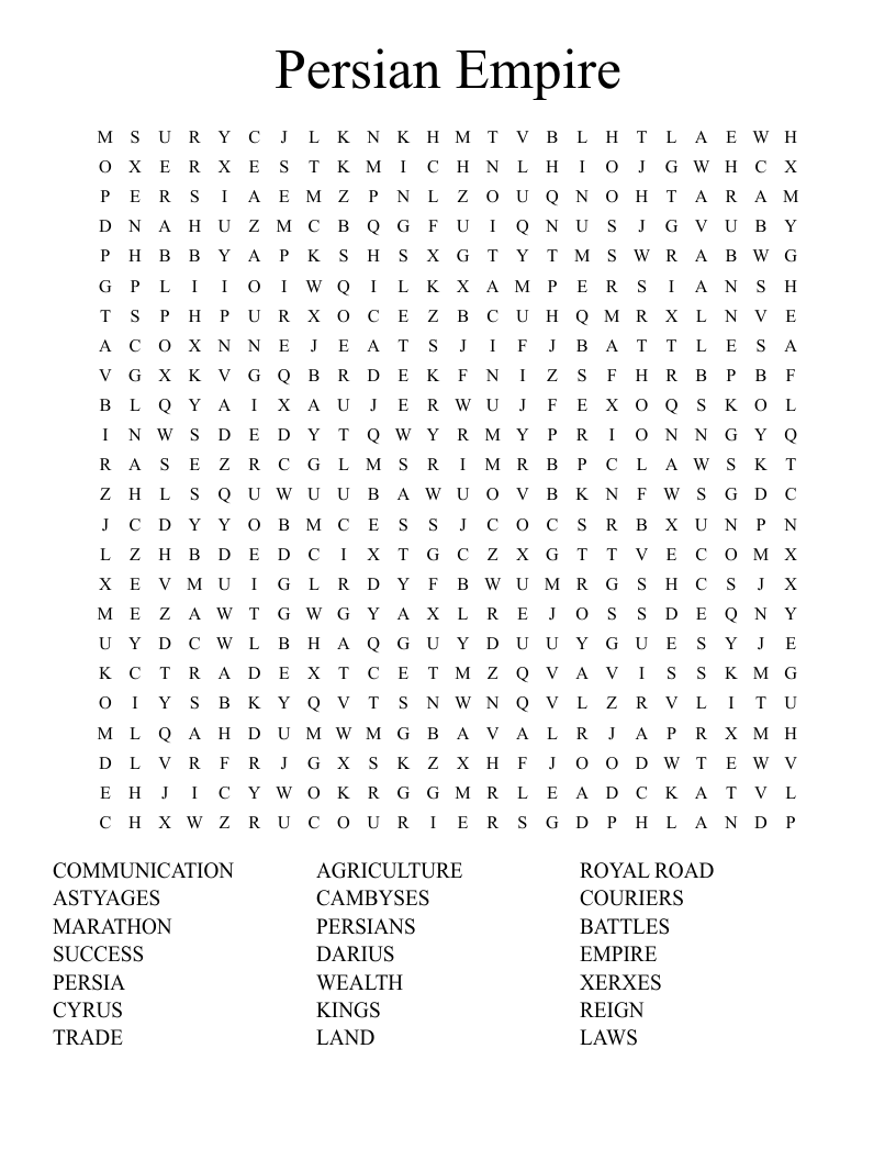 Persian Empire Word Search WordMint
