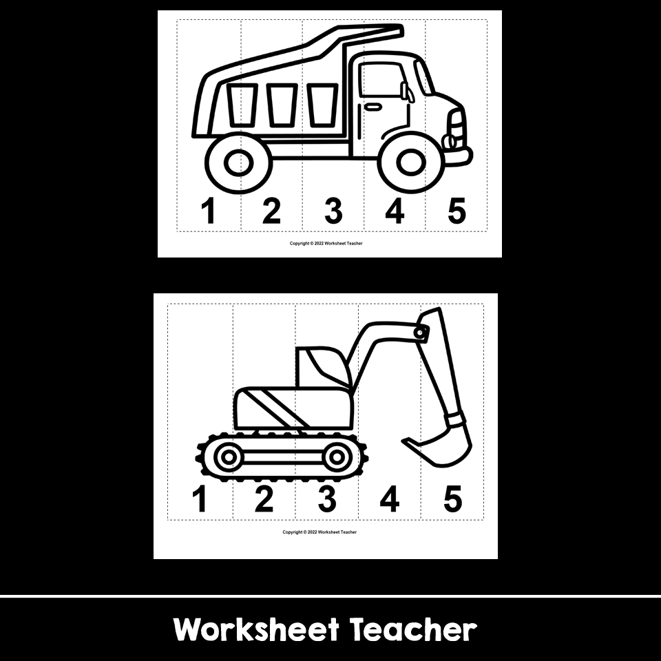 10 Construction Number Sequence B W Picture Puzzles Made By Teachers