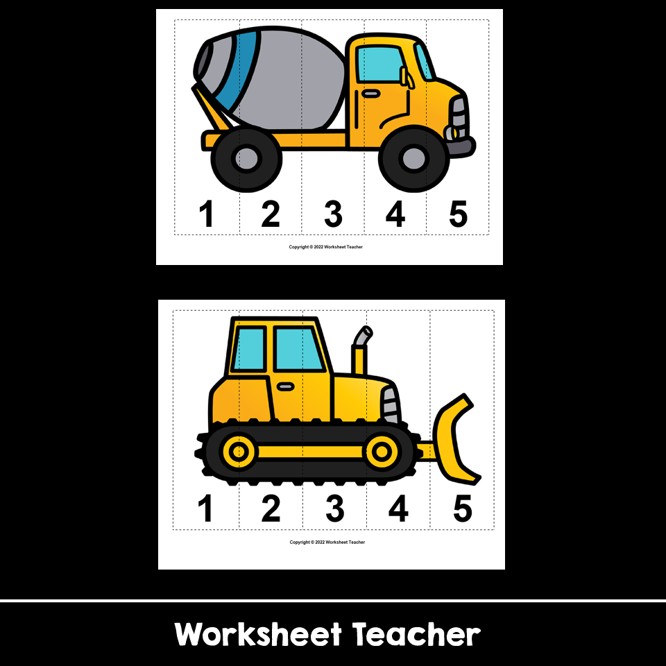 10 Construction Number Sequence Picture Puzzles Classful