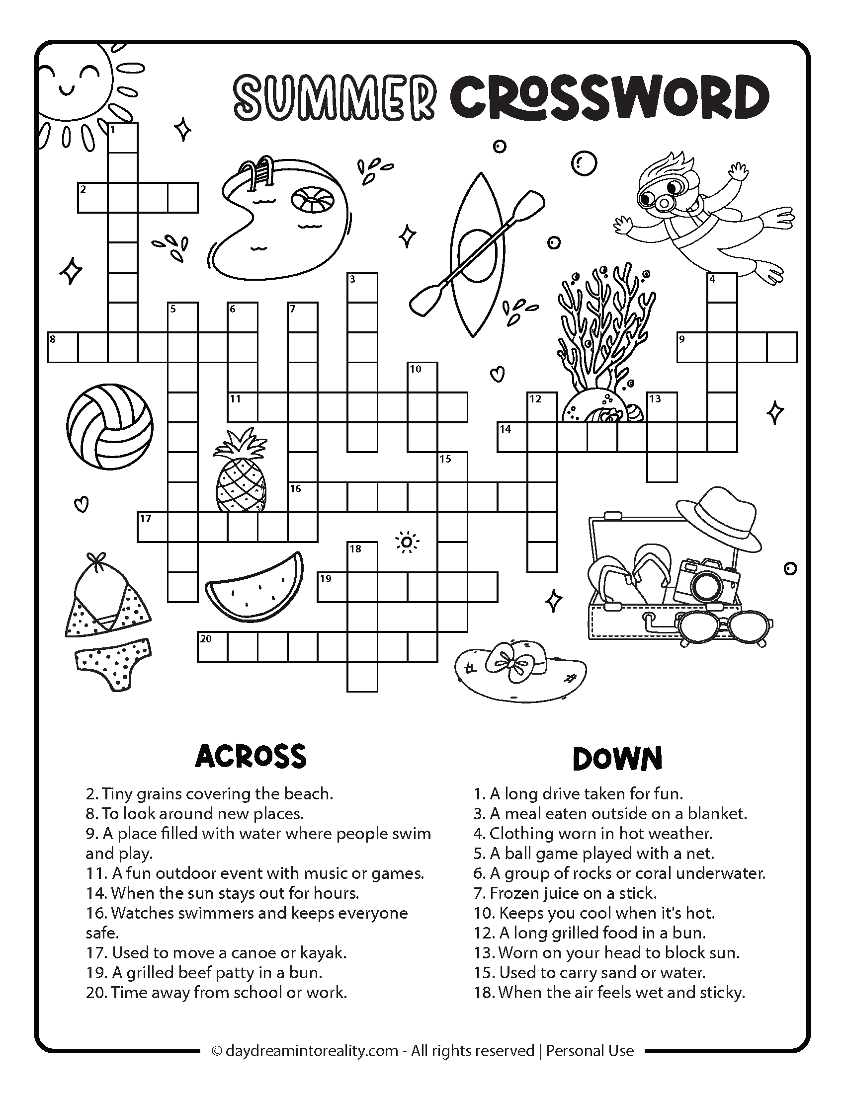 10 Summer Crossword Puzzles Free Printable PDFs From Easy To Advanced Daydream Into Reality