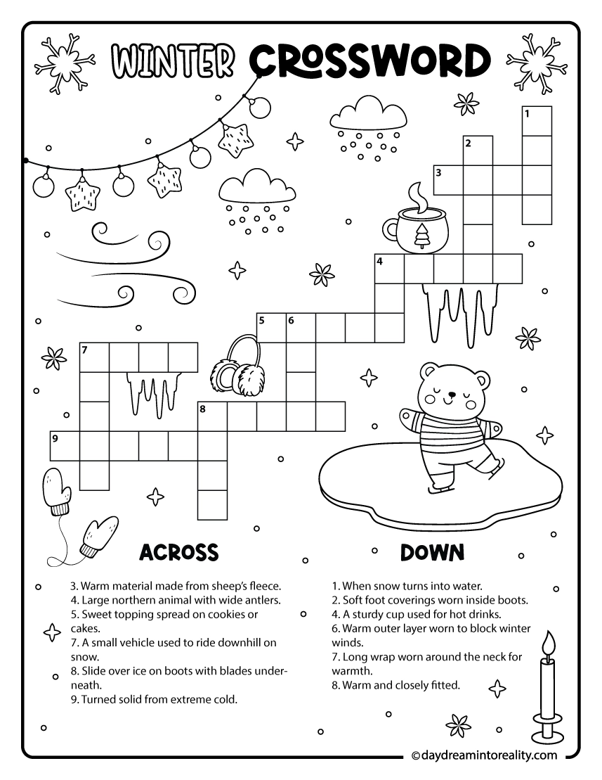 10 Winter Crossword Puzzles Free Printable PDFs From Easy To Advanced Daydream Into Reality