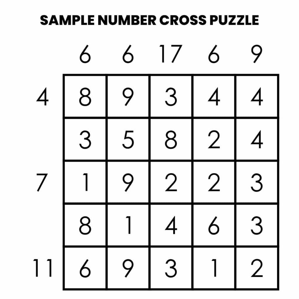 10x10 Number Cross Puzzles Math Love