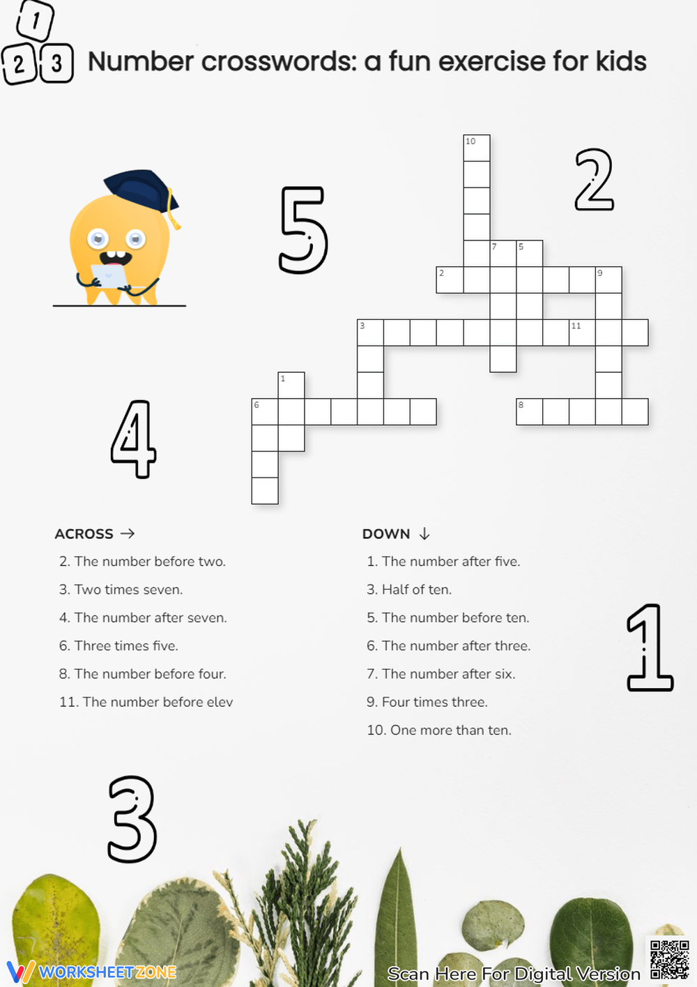 1st Grade Numbers Crossword Worksheets