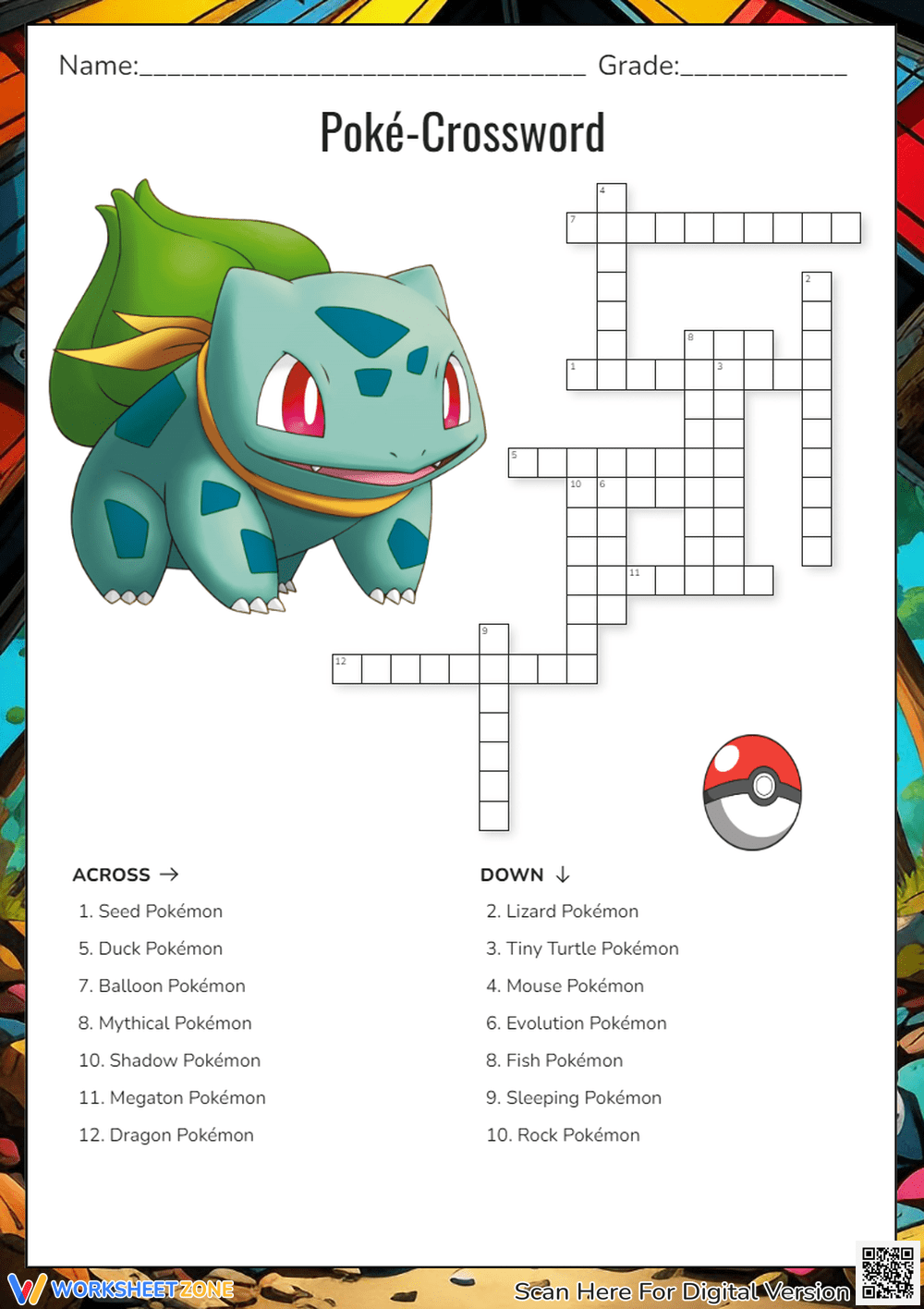 1st Grade Pokemon Crossword Puzzle Worksheets 1st Grade Pokemon Crossword Puzzle Worksheets