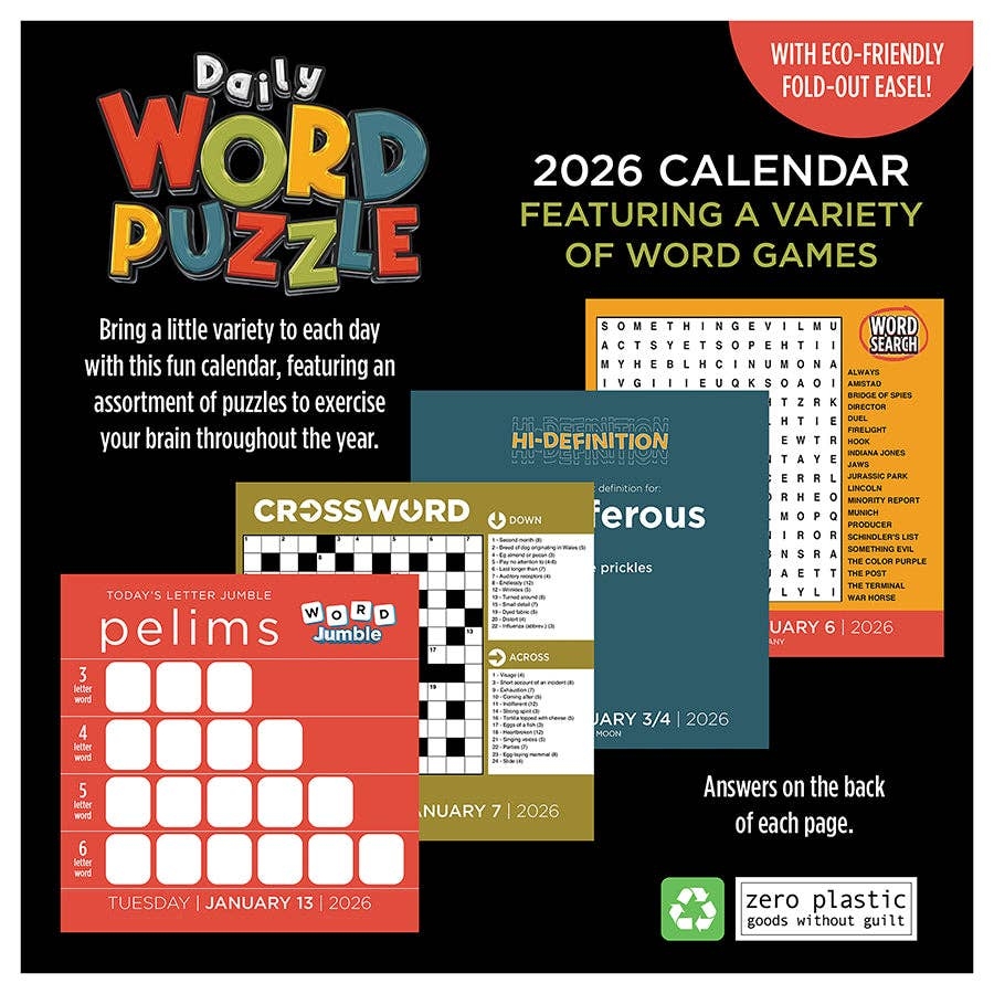 2026 Daily Word Puzzle Daily Desktop Calendar Fuzzy Loon Designs