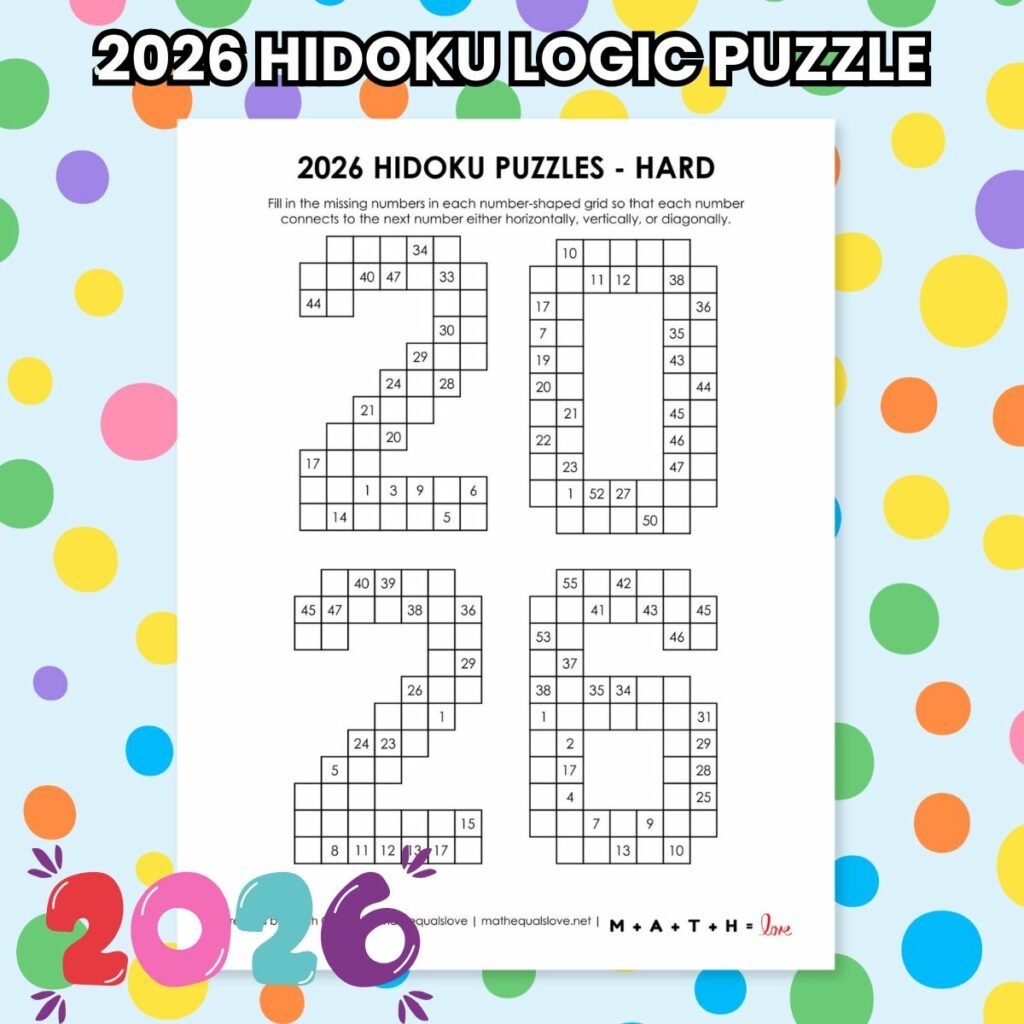2026 Hidoku Logic Puzzles Math Love