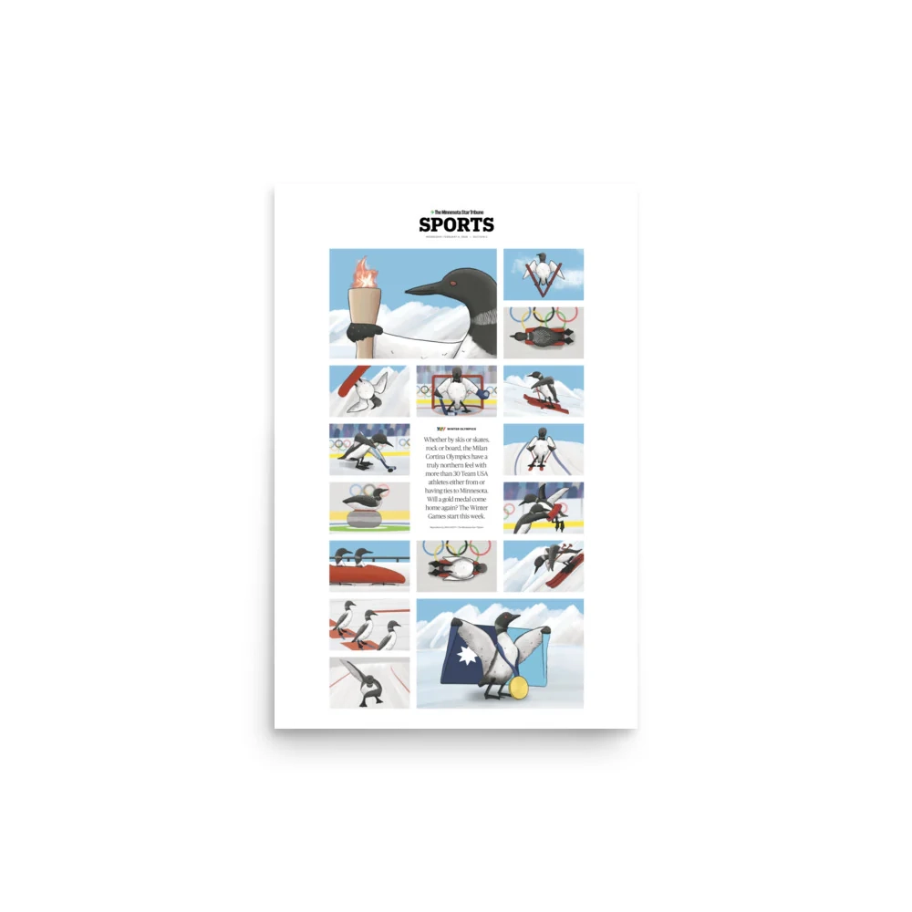2026 Winter Olympics Loon Art Print Star Tribune Newspaper Reprint Strib Store The Minnesota Star Tribune