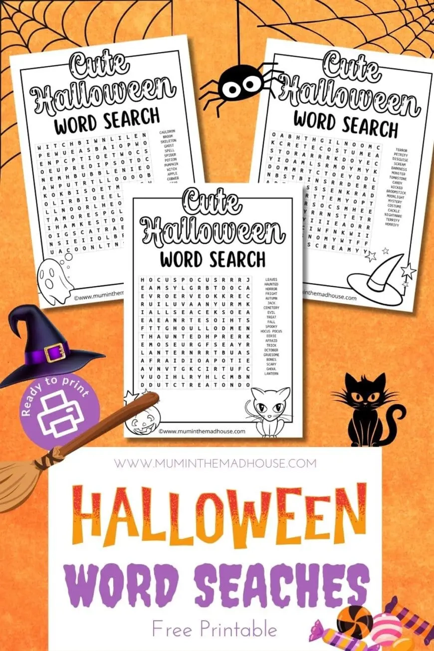 3 Free Printable Halloween Word Searches For Kids Fun Puzzles