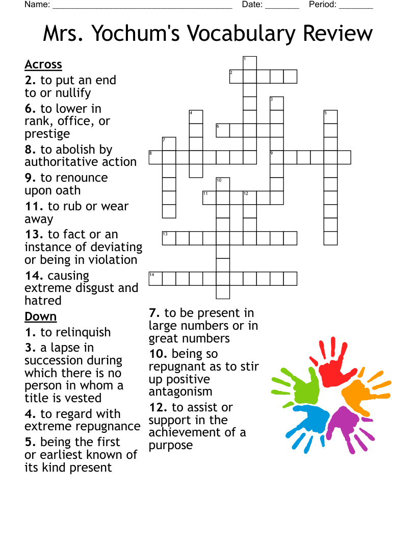 6th Grade Vocab Crossword WordMint