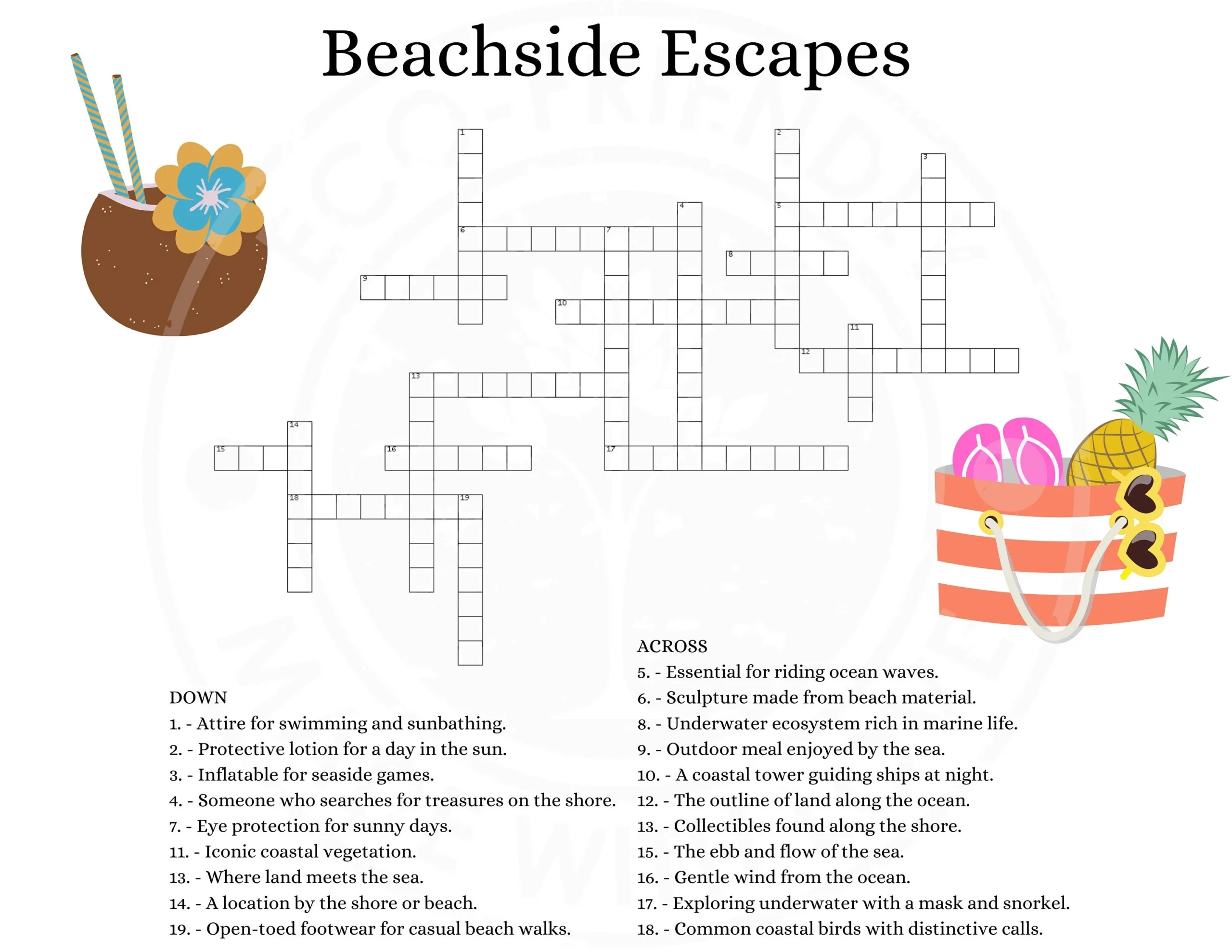 8 Sea Lovers Crossword Puzzles PDF Instant Download Etsy