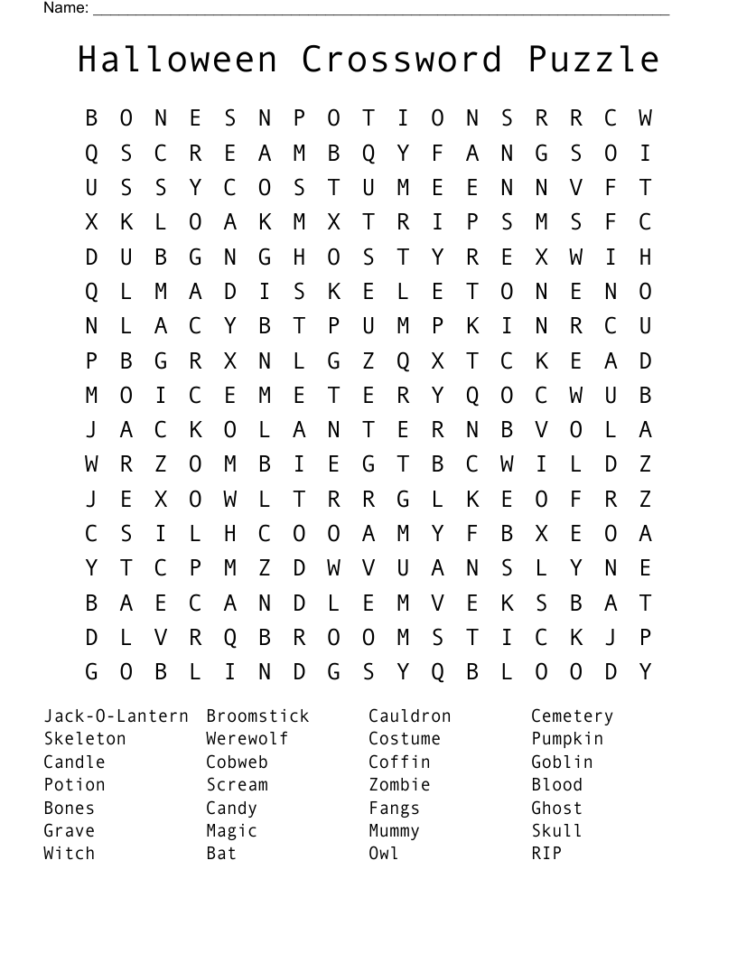 A Spooky Puzzle Word Search WordMint