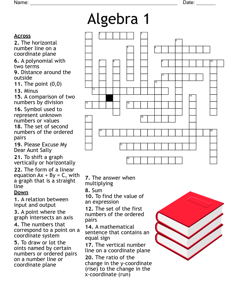 Algebra Crossword Puzzle WordMint