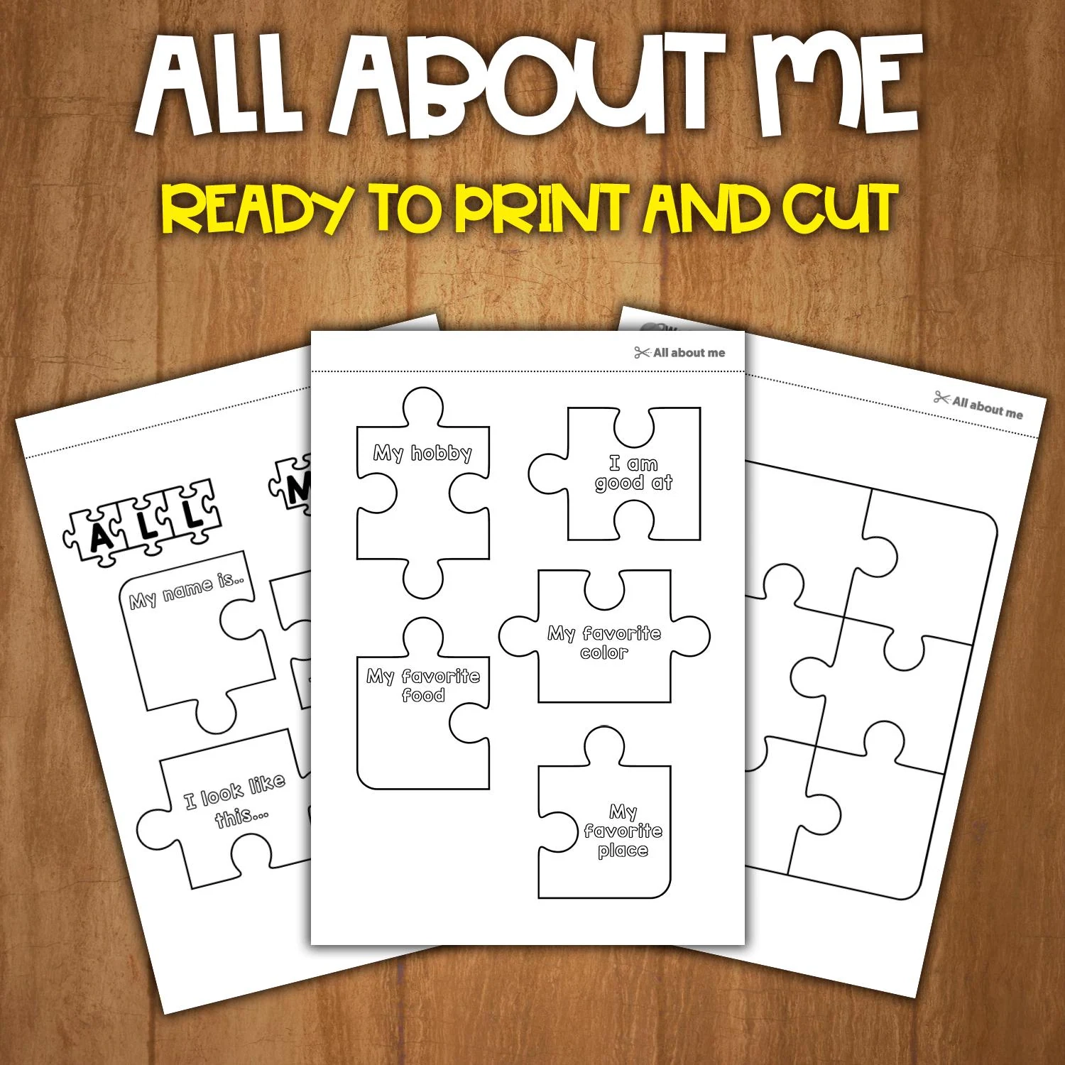 All About Me Printable Puzzle Craft Activity First Day Of School Activity First Week Of School Activity Fun Printable Worksheet Etsy
