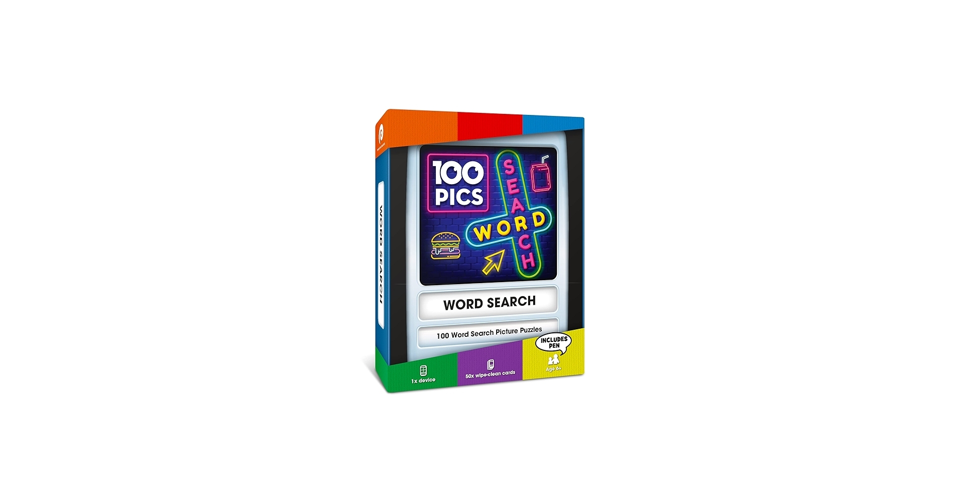 Amazon 100 PICS Word Search Travel Game 100 Puzzles With Picture Clues 50 Wipe Clean Cards With Slide Reveal Case And Pen Activity Gift Stocking Stuffer For Kids