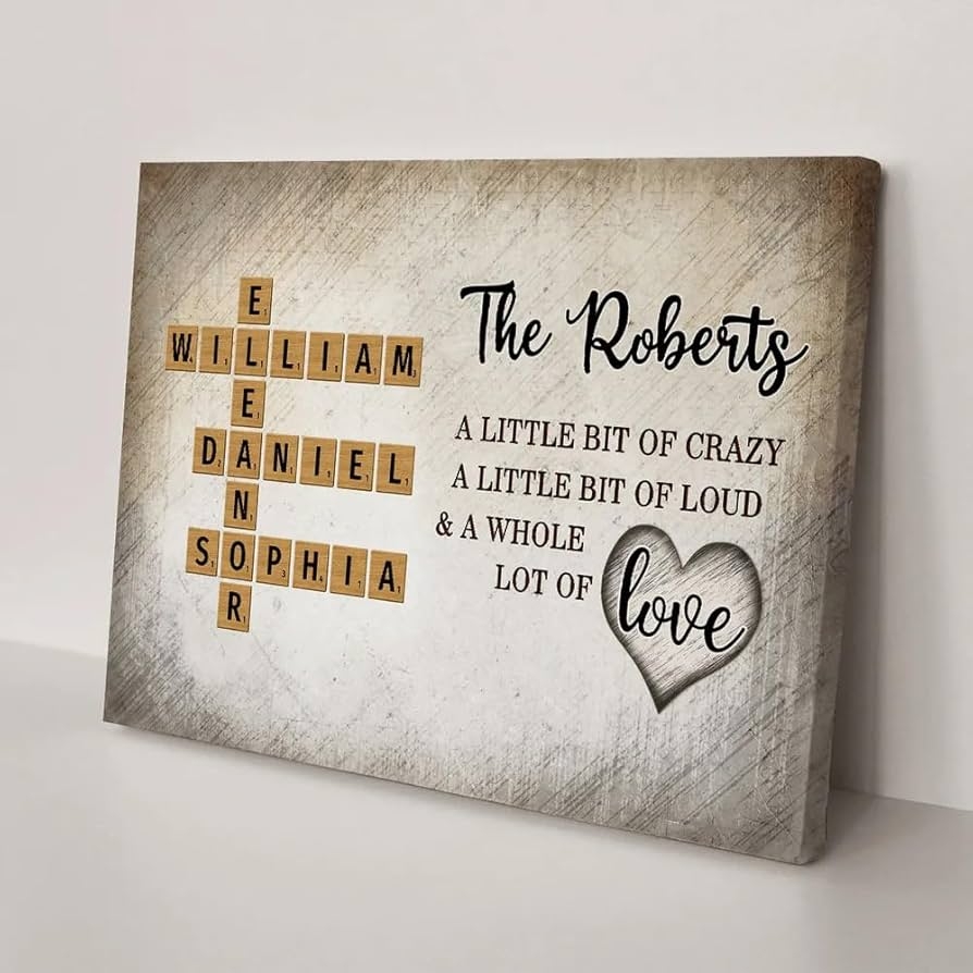 Amazon Family Whole Lot Of Love Crossword Puzzle Art Captured In A Moment Cherished For A Lifetime Personalized Canvas Personalized Crossword Family Names Wall Decor Gift Idea For Family Home Christmas Posters 