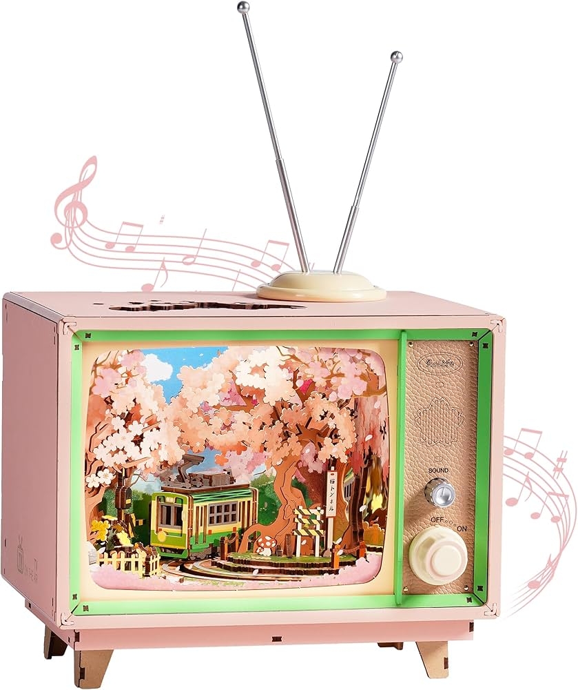 Amazon Rolife 3D Puzzle For Adults Sakura Dreamy Tour 3D Wooden Puzzles TV Music Box For Mom DIY Creative Craft Kits Model Kits For Adults Unique Gift And Home Decor Sakura Dreamy Tour 
