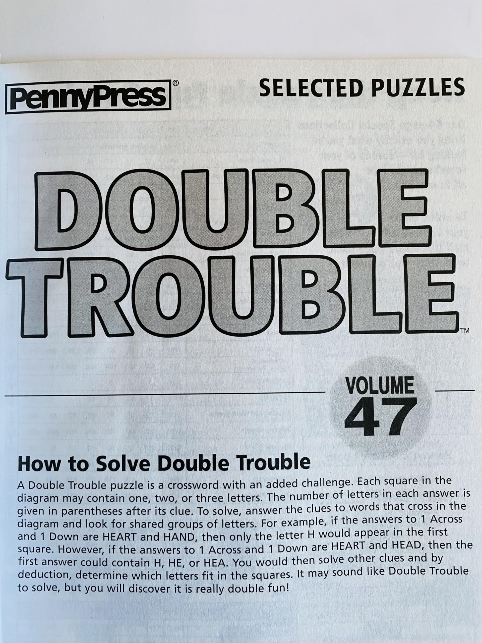 Amazon Volume Numbers 45 46 And 47 Of Double Trouble Crossword Puzzles From Penny Press Selected Series Toys Games
