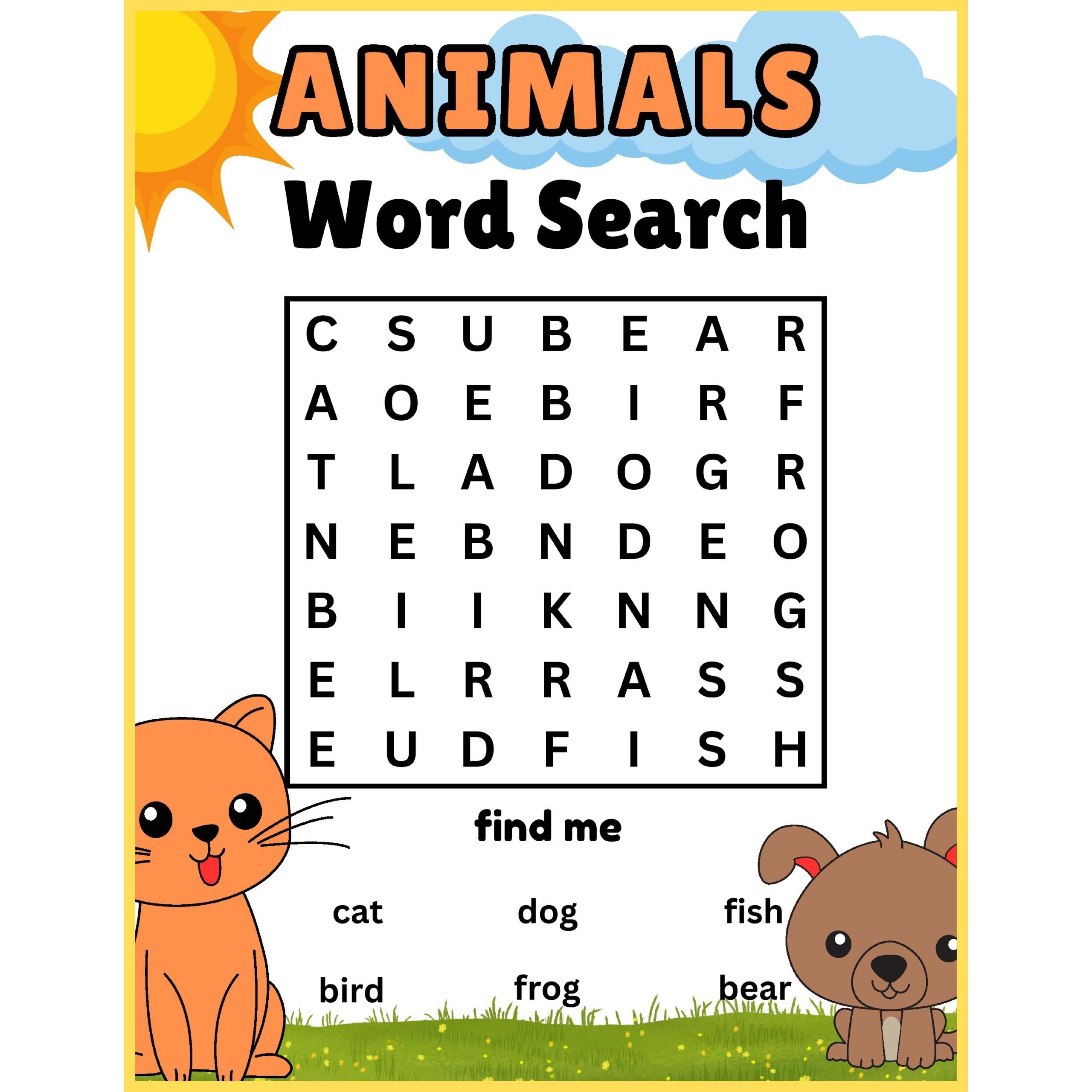 Animals Word Search Activity For Preschool Kindergarten Made By Teachers