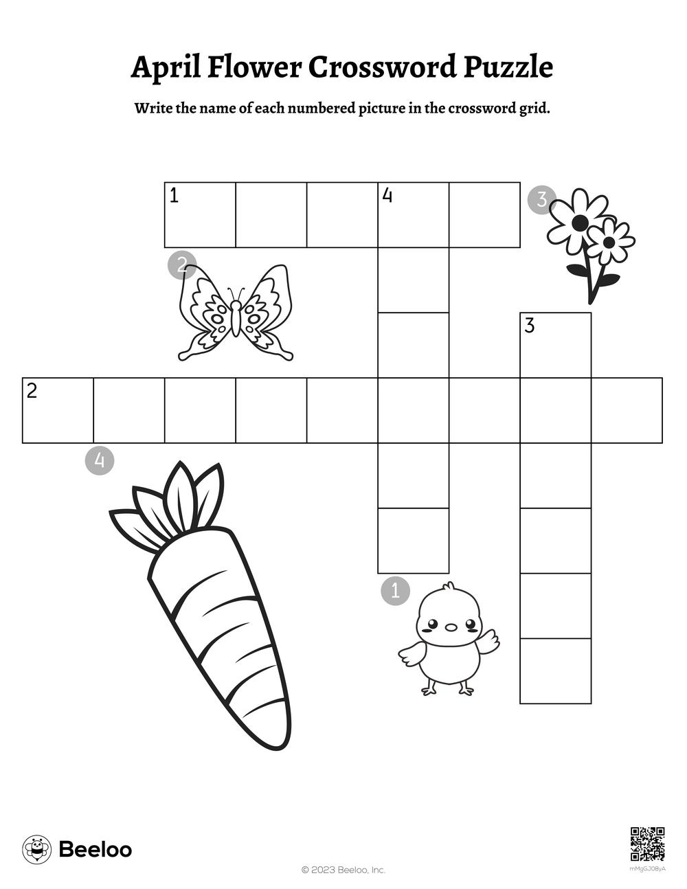 April Flower Crossword Puzzle Beeloo Printable Crafts And Activities For Kids