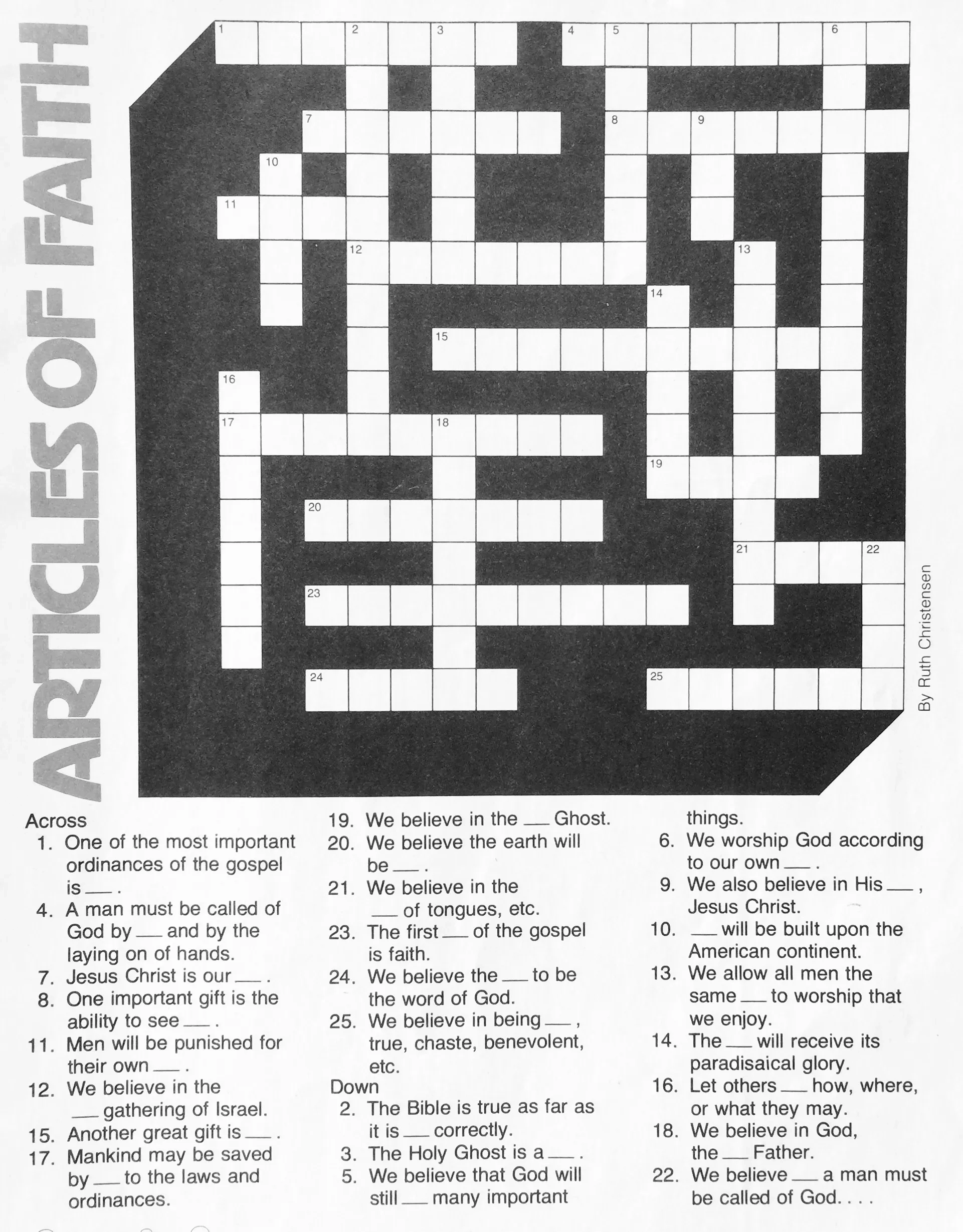 Articles Of Faith Activities Games Teaching Children The Gospel