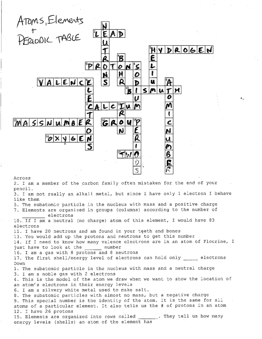 Atoms And Pt Crossword Answers Winston Salem Forsyth County Schools Edubirdie