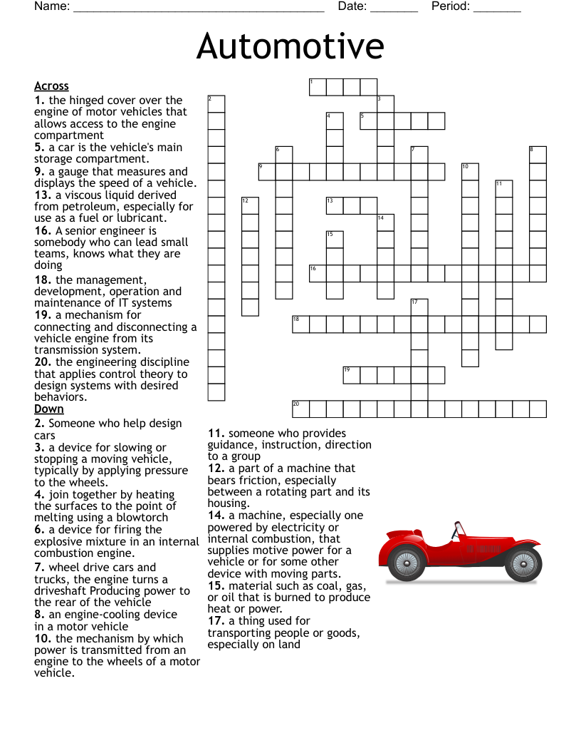 Automotive Crossword WordMint