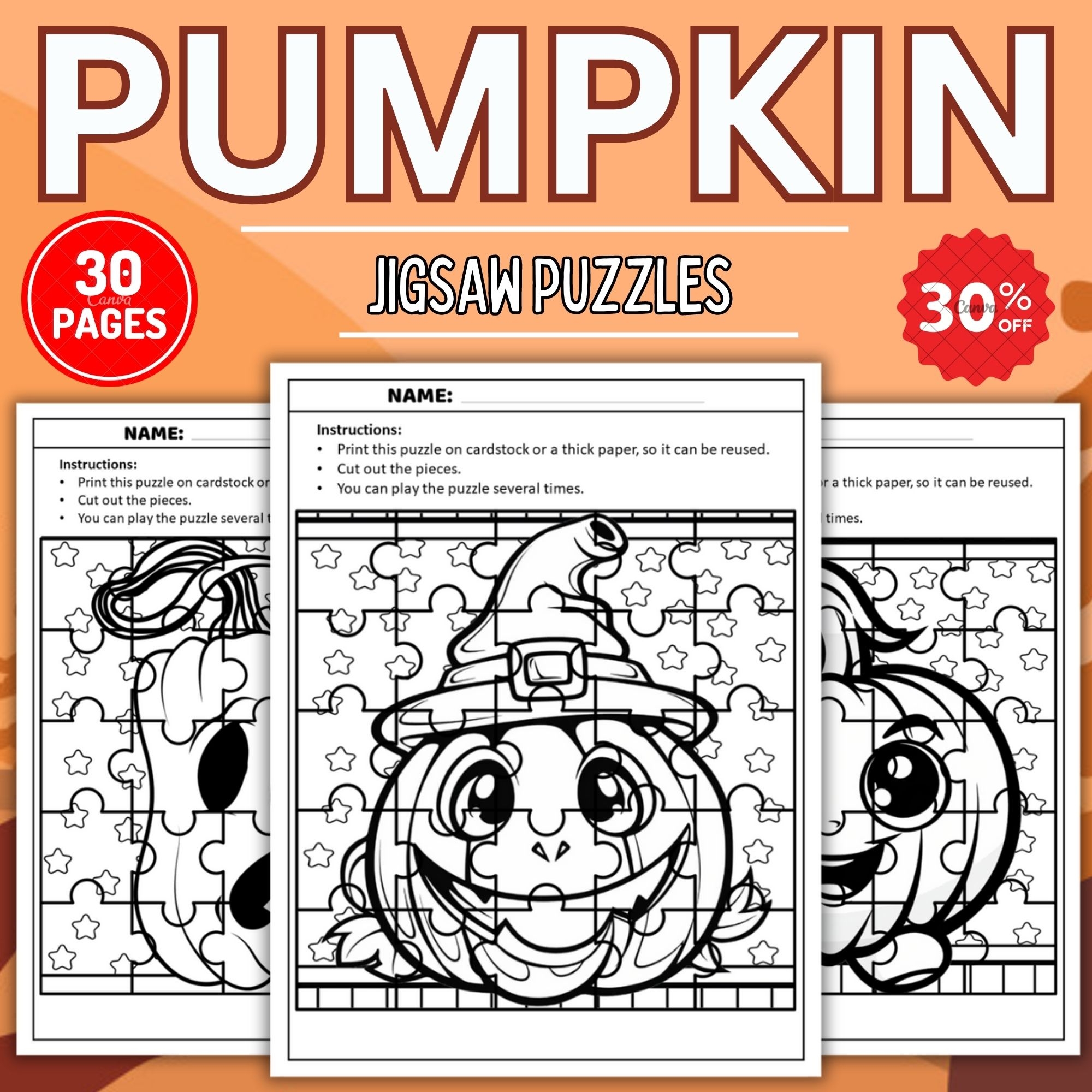 Autumn Pumpkin Jigsaw Puzzles Coloring Pages Sheets Fun Fall Season Activities Made By Teachers