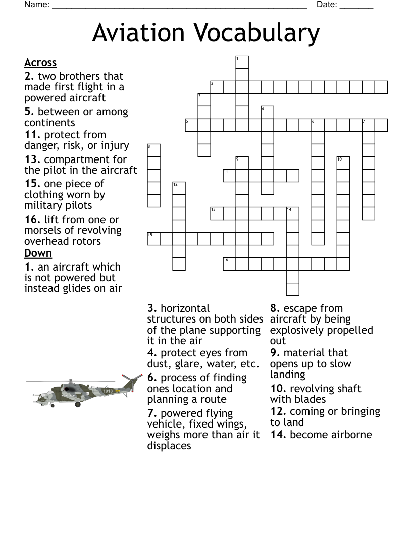 Aviation Crossword WordMint