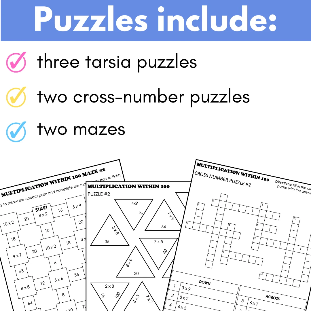 Basic Multiplication Facts Math Puzzles Tarsia Puzzles Cross Number Shelley Gray Teaching