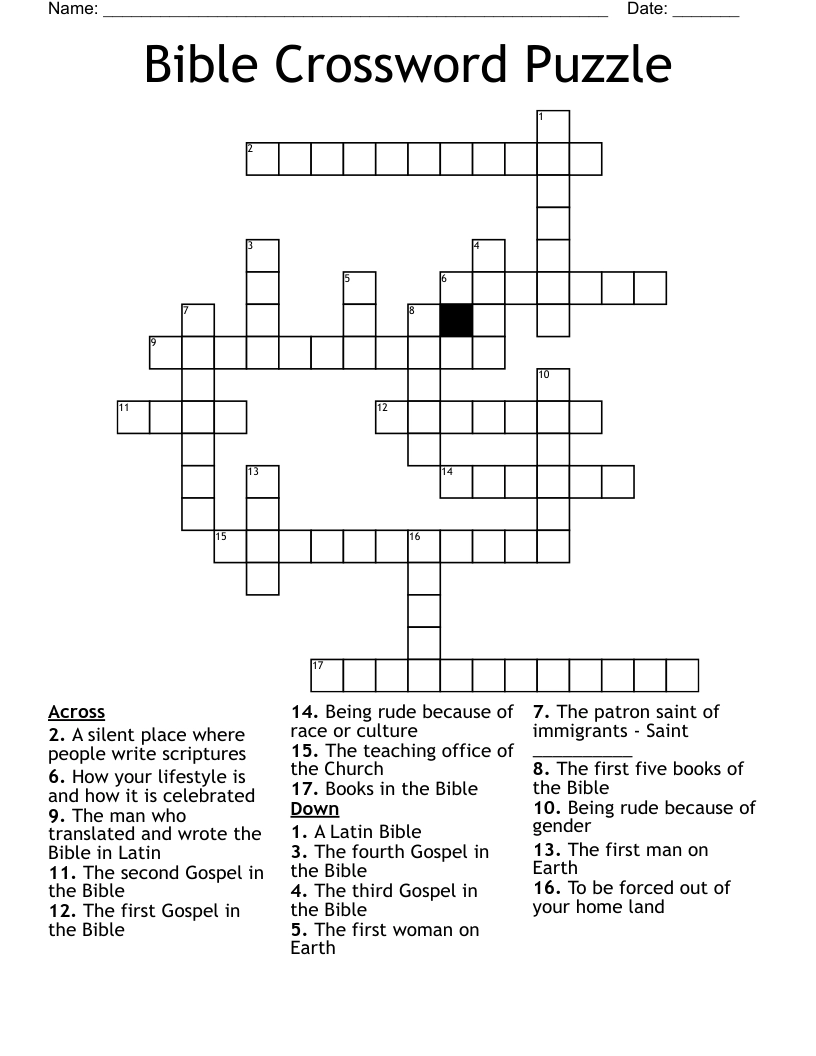 Bible Crosswords Printable Printable Party Favors