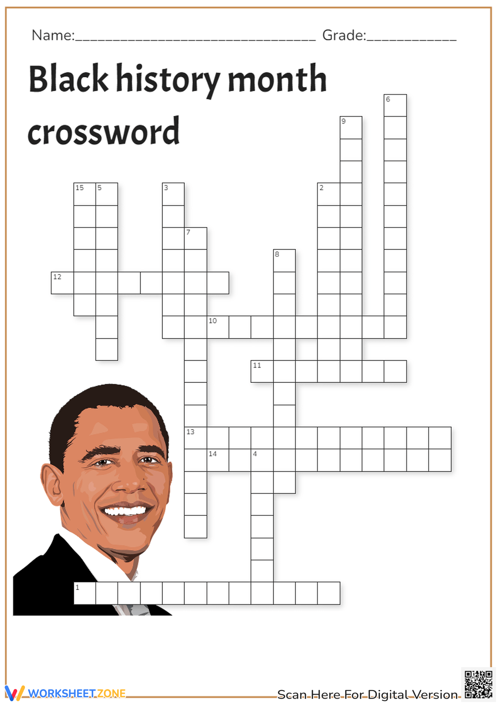 Black History Crossword Learn Worksheet