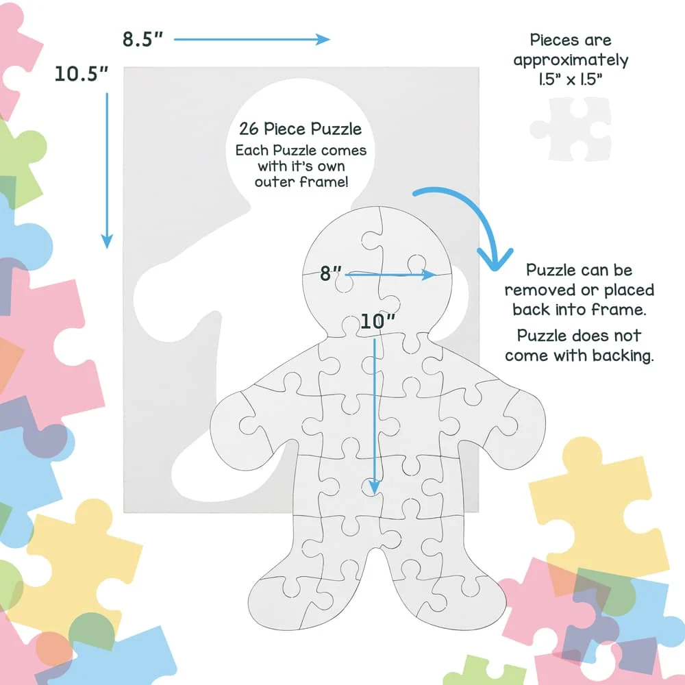 Blank People Shape Puzzles 8 5 X 10 5 8 Puzzles 8 Envelopes Hygloss Products